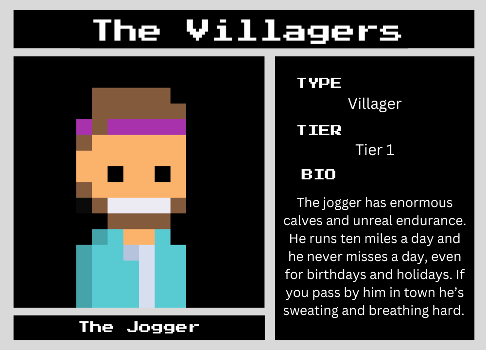 The Jogger biography card